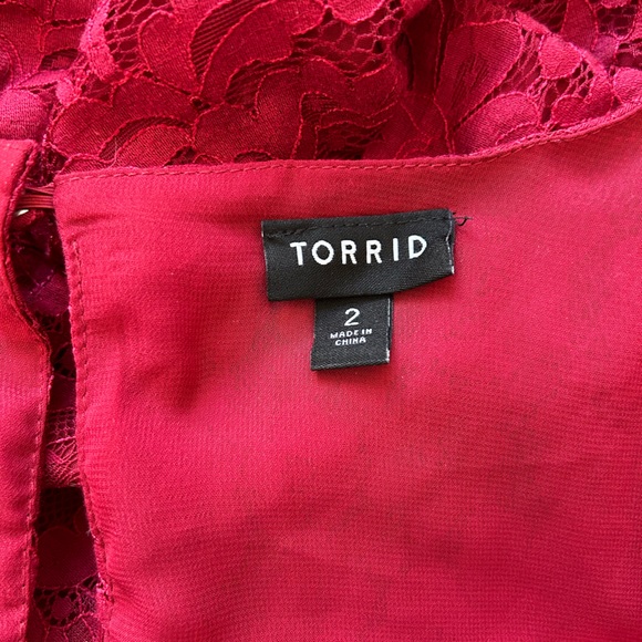 Torrid Size 2 Red Lace Long Sleeve Blouse - Picture 4 of 4